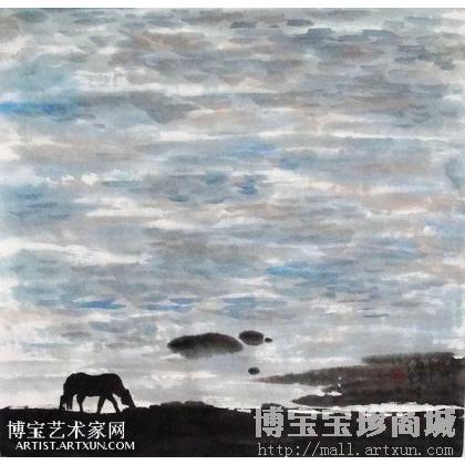 湖畔 写意畜兽类国画 李志峰作品 类别: 写意畜兽类国画